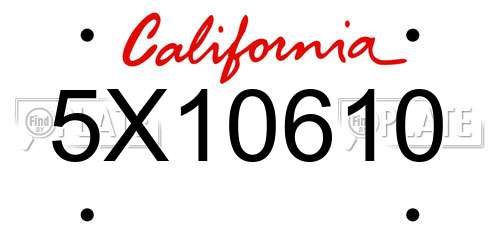 5X10610 California License Plate