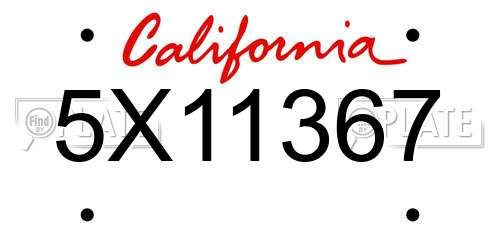 5X11367 California License Plate