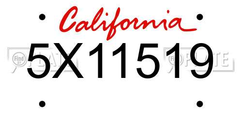 5X11519 California License Plate