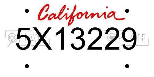 5X13229 California License Plate