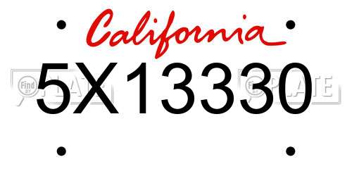 5X13330 California License Plate