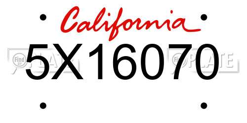 5X16070 California License Plate