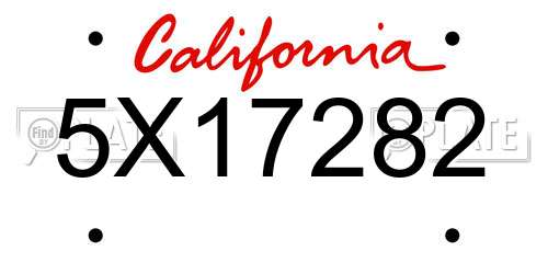 5X17282 California License Plate