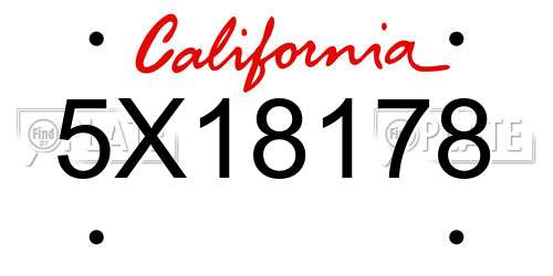 5X18178 California License Plate