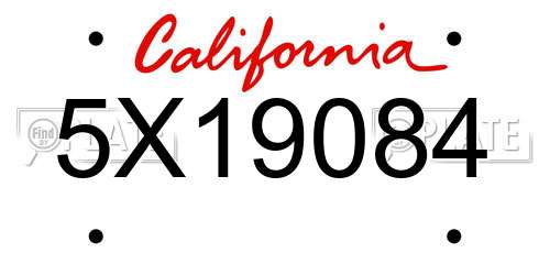 5X19084 California License Plate
