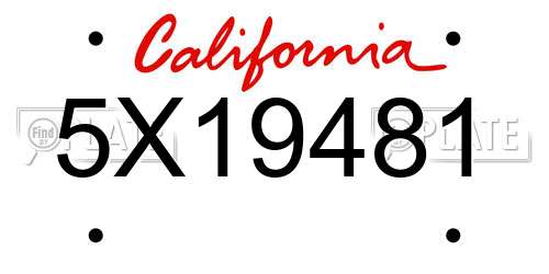 5X19481 California License Plate