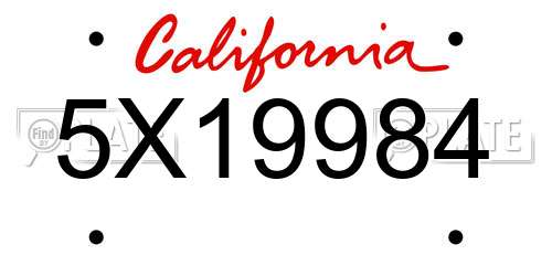 5X19984 California License Plate