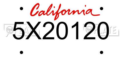 5X20120 California License Plate