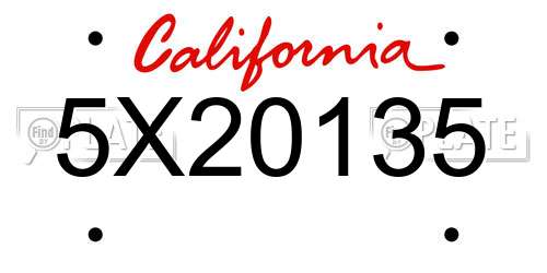 5X20135 California License Plate