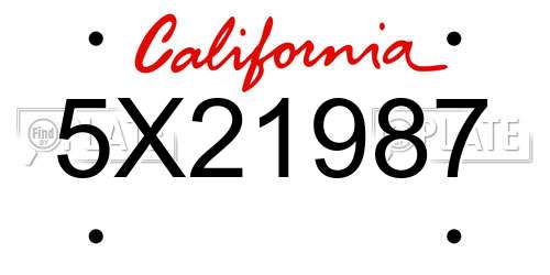 5X21987 California License Plate