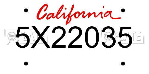 5X22035 California License Plate