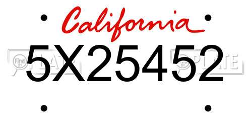 5X25452 California License Plate