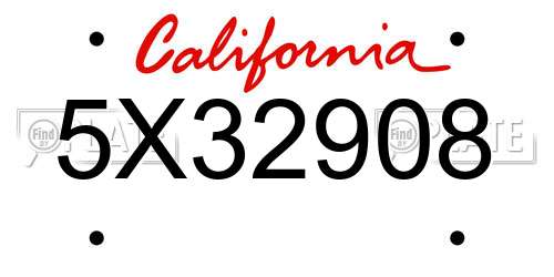 5X32908 California License Plate