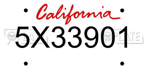 5X33901 California License Plate