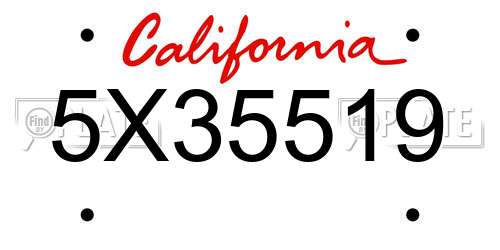 5X35519 California License Plate