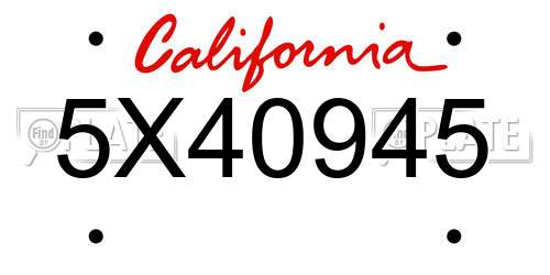 5X40945 California License Plate
