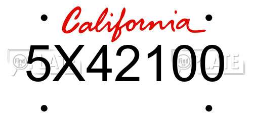 5X42100 California License Plate