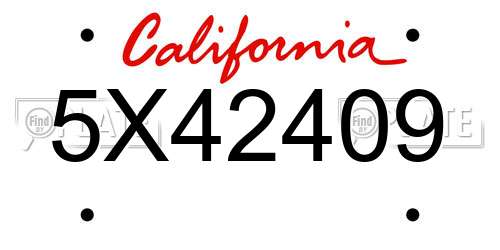 5X42409 California License Plate