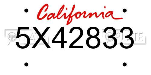 5X42833 California License Plate