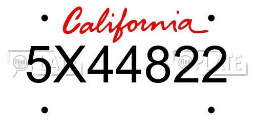 5X44822 California License Plate