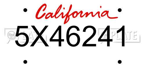5X46241 California License Plate