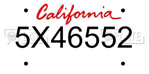 5X46552 California License Plate