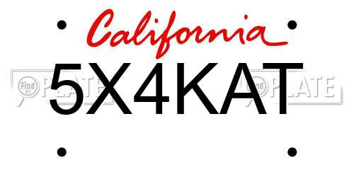 5X4KAT California License Plate