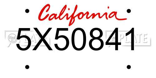 5X50841 California License Plate