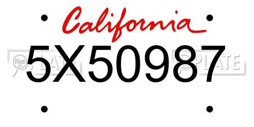 5X50987 California License Plate