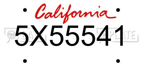 5X55541 California License Plate