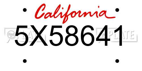 5X58641 California License Plate