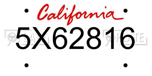 5X62816 California License Plate