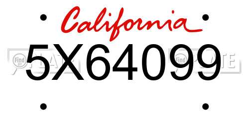 5X64099 California License Plate