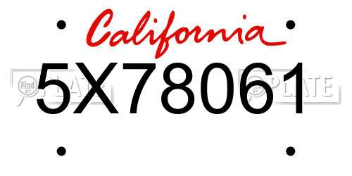 5X78061 California License Plate