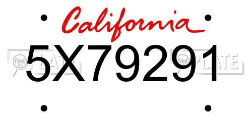 5X79291 California License Plate