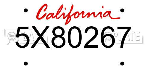 5X80267 California License Plate