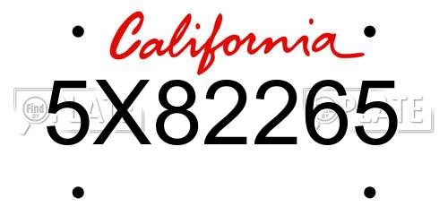 5X82265 California License Plate