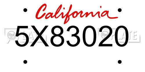 5X83020 California License Plate