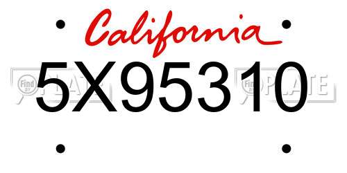 5X95310 California License Plate