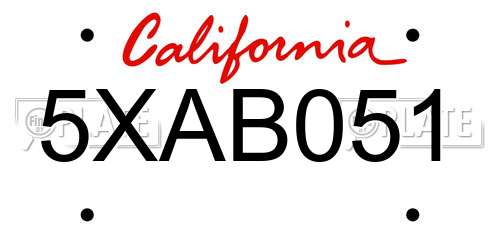 5XAB051 California License Plate