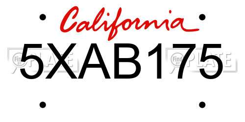 5XAB175 California License Plate