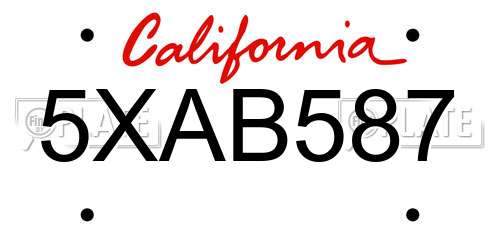 5XAB587 California License Plate