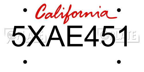 5XAE451 California License Plate