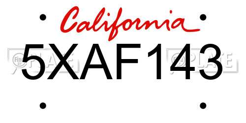 5XAF143 California License Plate