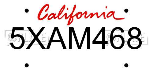 5XAM468 California License Plate