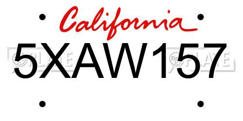5XAW157 California License Plate