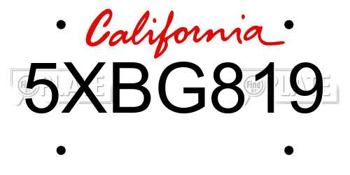 5XBG819 California License Plate