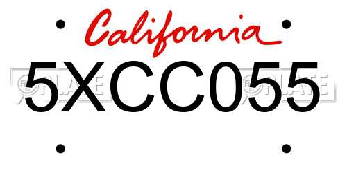 5XCC055 California License Plate