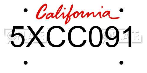 5XCC091 California License Plate