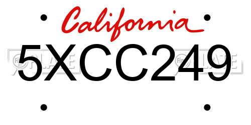 5XCC249 California License Plate